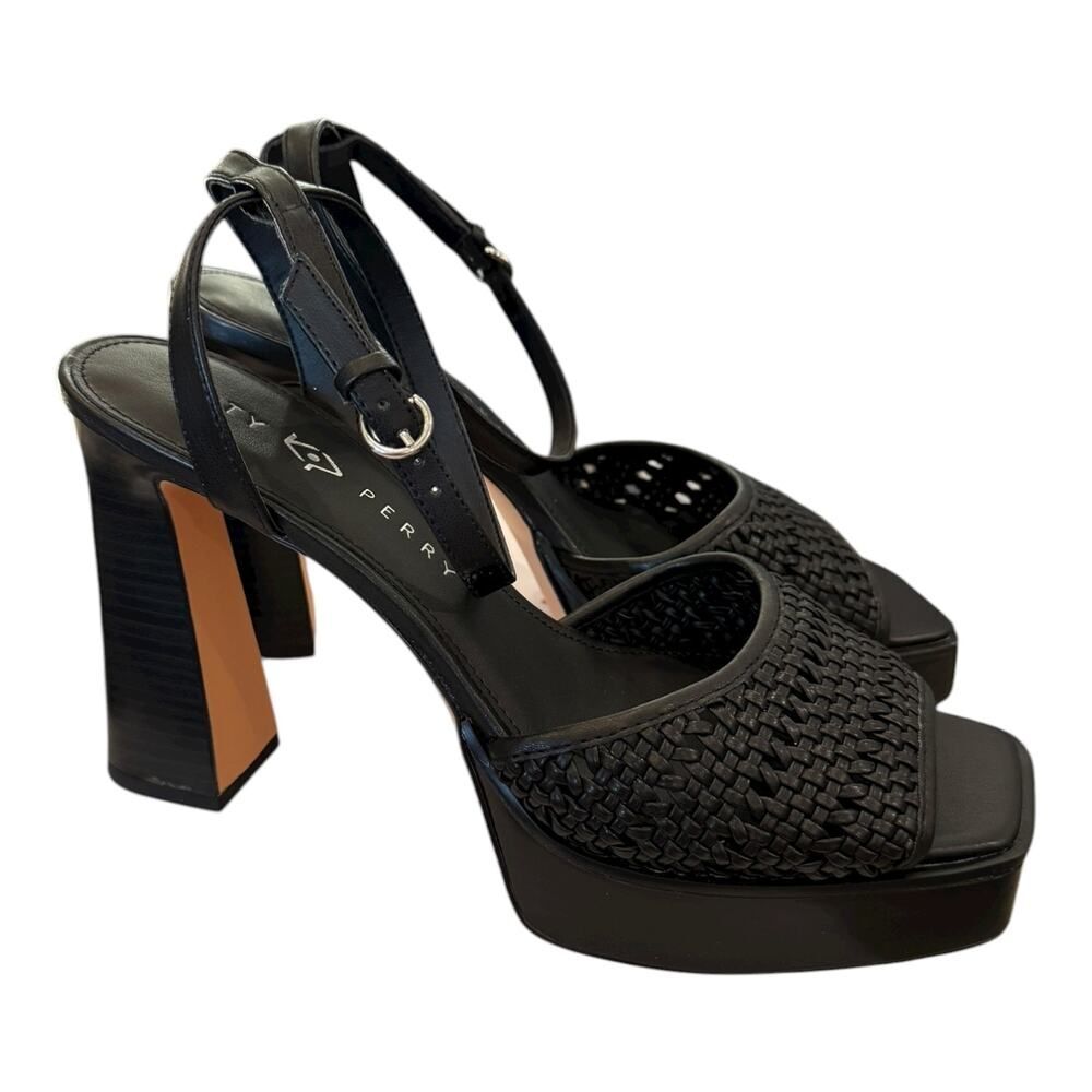 New Katy Perry Collections Steady Ankle Strap Black Platform Heeled Sandals 11 — image 2 of 6